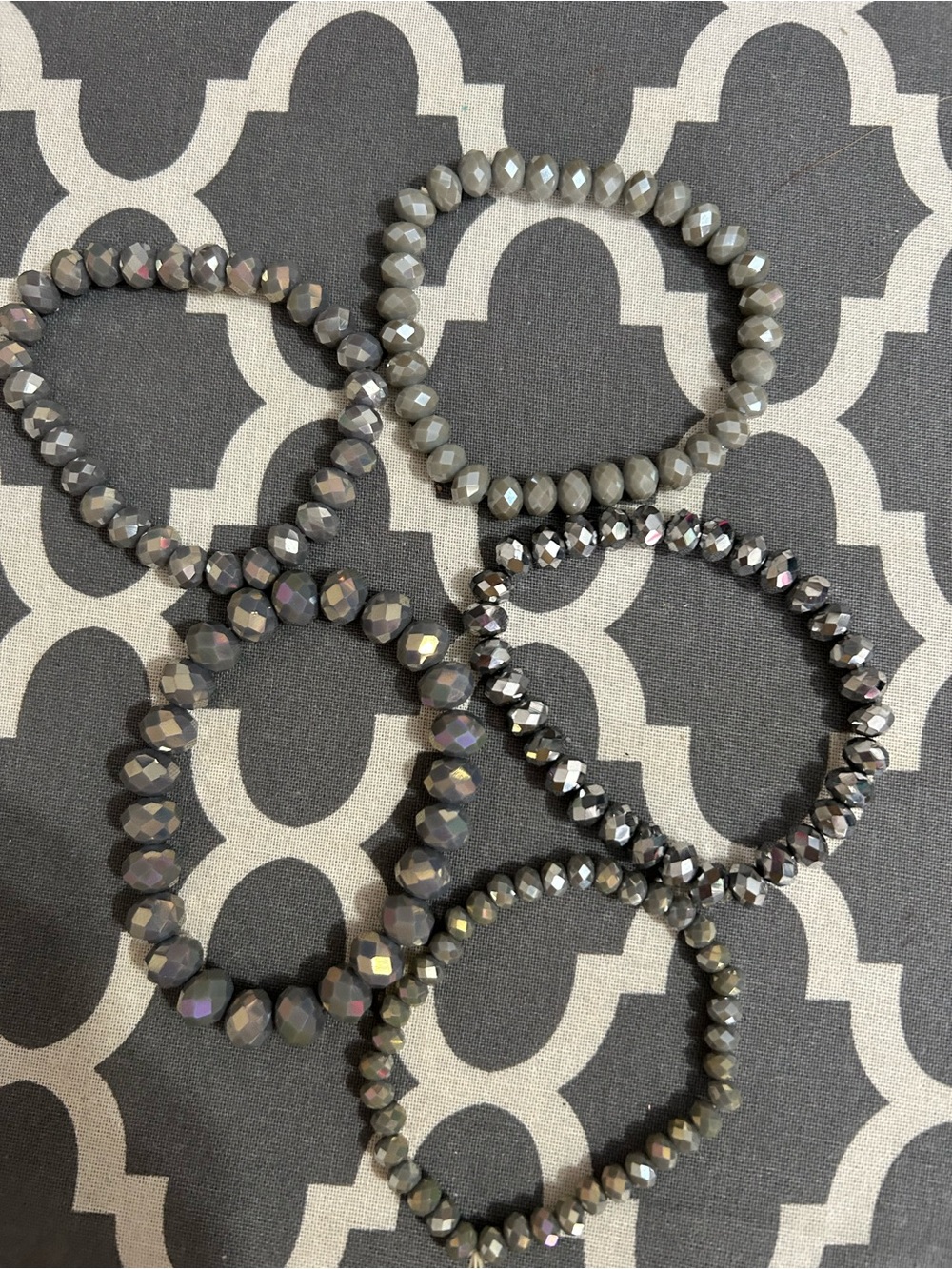 Faceted Hematite Beaded Stretch Bracelet - Gray